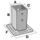 Pied de poteau carré sur platine (PPJBT)